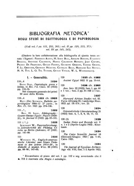 Aegyptus rivista italiana di egittologia e di papirologia