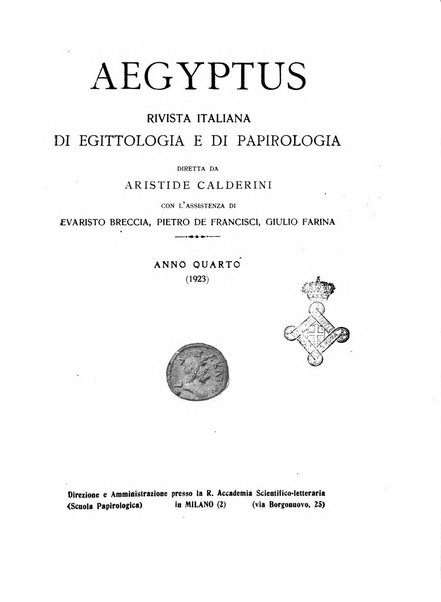 Aegyptus rivista italiana di egittologia e di papirologia