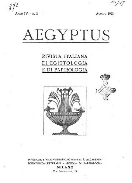 Aegyptus rivista italiana di egittologia e di papirologia