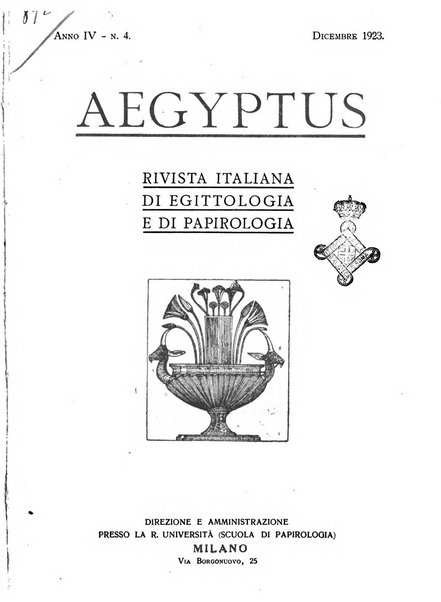 Aegyptus rivista italiana di egittologia e di papirologia