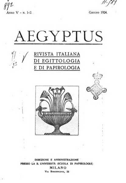 Aegyptus rivista italiana di egittologia e di papirologia