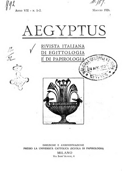 Aegyptus rivista italiana di egittologia e di papirologia