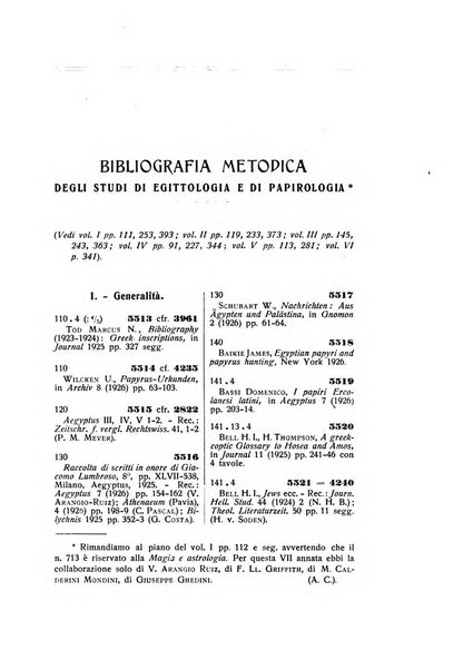 Aegyptus rivista italiana di egittologia e di papirologia