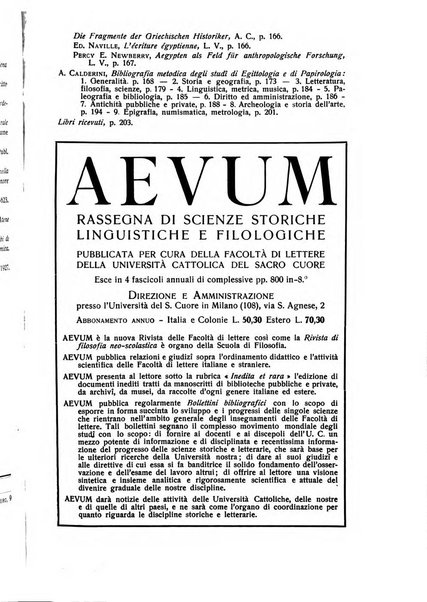 Aegyptus rivista italiana di egittologia e di papirologia