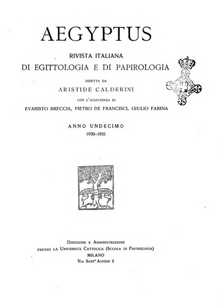 Aegyptus rivista italiana di egittologia e di papirologia