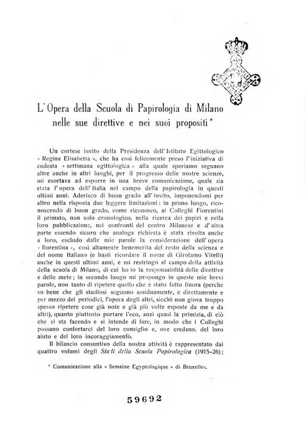 Aegyptus rivista italiana di egittologia e di papirologia