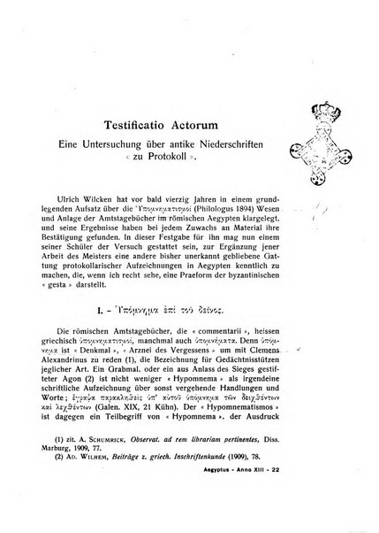 Aegyptus rivista italiana di egittologia e di papirologia