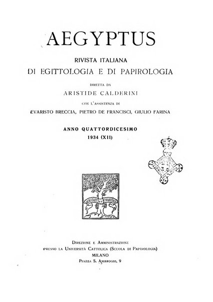 Aegyptus rivista italiana di egittologia e di papirologia