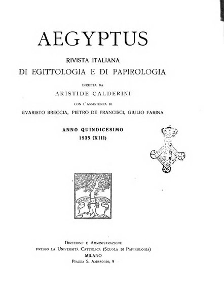 Aegyptus rivista italiana di egittologia e di papirologia