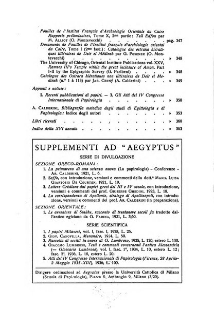 Aegyptus rivista italiana di egittologia e di papirologia