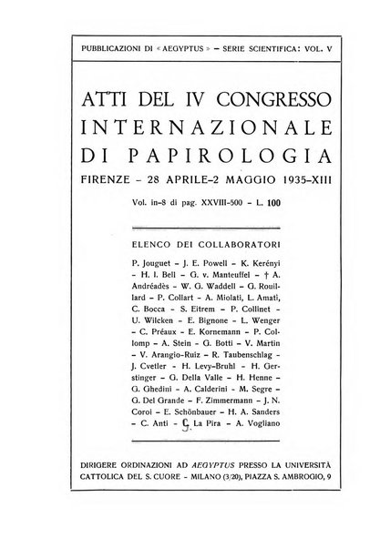 Aegyptus rivista italiana di egittologia e di papirologia