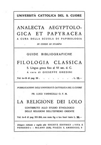 Aegyptus rivista italiana di egittologia e di papirologia