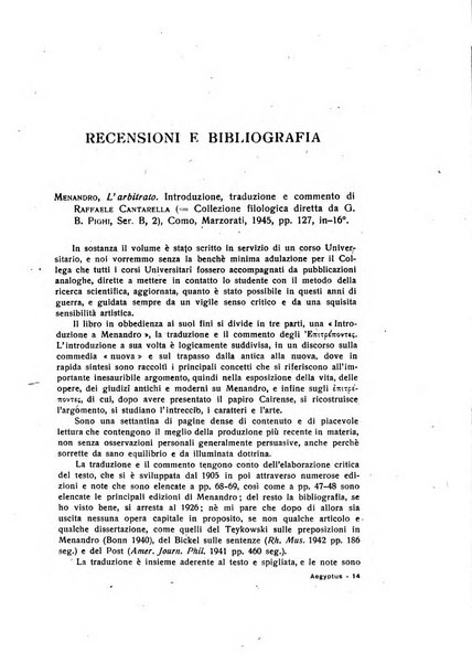 Aegyptus rivista italiana di egittologia e di papirologia