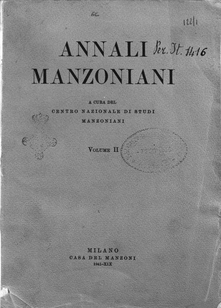 Annali manzoniani / a cura del Centro nazionale di studi manzoniani