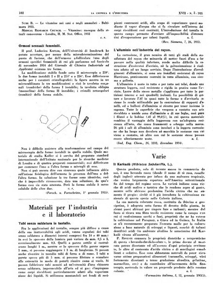 La chimica e l'industria organo ufficiale dell'Associazione italiana di chimica e della Federazione nazionale fascista degli industriali dei prodotti chimici