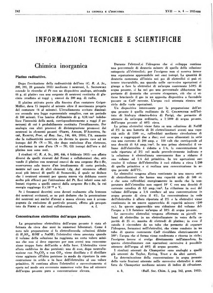 La chimica e l'industria organo ufficiale dell'Associazione italiana di chimica e della Federazione nazionale fascista degli industriali dei prodotti chimici