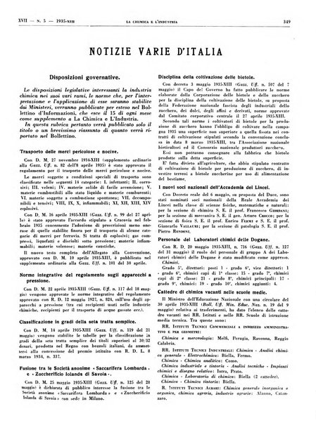 La chimica e l'industria organo ufficiale dell'Associazione italiana di chimica e della Federazione nazionale fascista degli industriali dei prodotti chimici