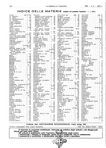 La chimica e l'industria organo ufficiale dell'Associazione italiana di chimica e della Federazione nazionale fascista degli industriali dei prodotti chimici
