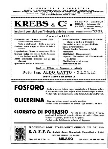 La chimica e l'industria organo ufficiale dell'Associazione italiana di chimica e della Federazione nazionale fascista degli industriali dei prodotti chimici