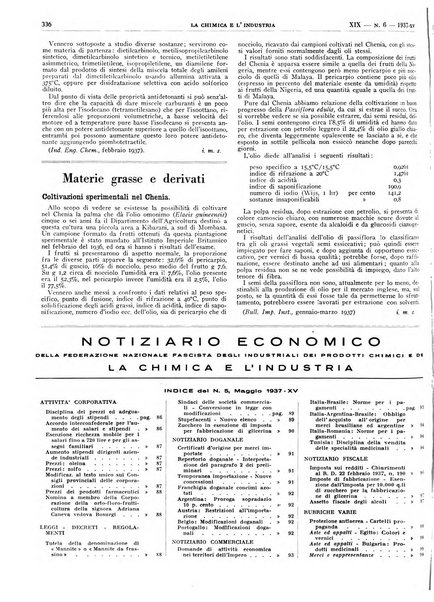 La chimica e l'industria organo ufficiale dell'Associazione italiana di chimica e della Federazione nazionale fascista degli industriali dei prodotti chimici