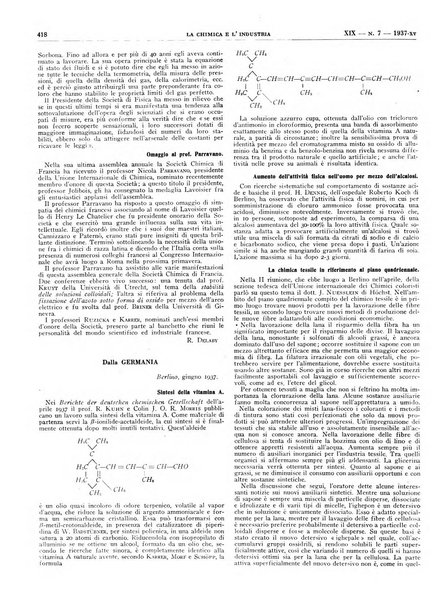 La chimica e l'industria organo ufficiale dell'Associazione italiana di chimica e della Federazione nazionale fascista degli industriali dei prodotti chimici