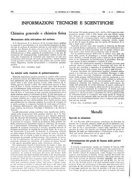 La chimica e l'industria organo ufficiale dell'Associazione italiana di chimica e della Federazione nazionale fascista degli industriali dei prodotti chimici