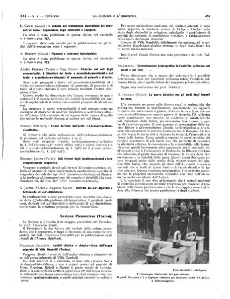 La chimica e l'industria organo ufficiale dell'Associazione italiana di chimica e della Federazione nazionale fascista degli industriali dei prodotti chimici