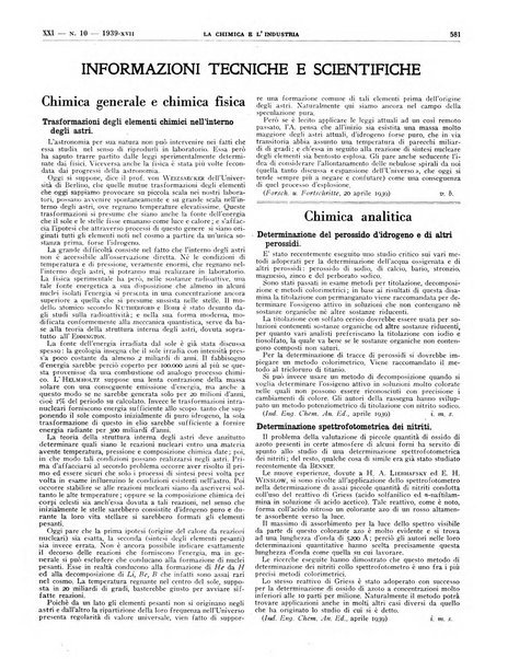 La chimica e l'industria organo ufficiale dell'Associazione italiana di chimica e della Federazione nazionale fascista degli industriali dei prodotti chimici