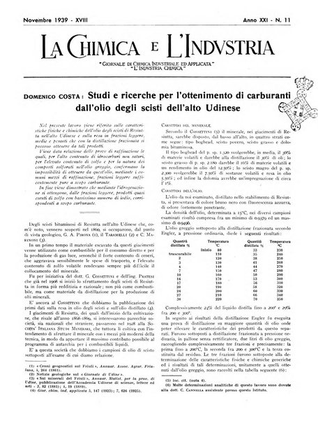 La chimica e l'industria organo ufficiale dell'Associazione italiana di chimica e della Federazione nazionale fascista degli industriali dei prodotti chimici