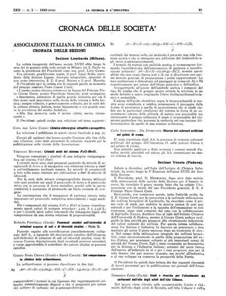 La chimica e l'industria organo ufficiale dell'Associazione italiana di chimica e della Federazione nazionale fascista degli industriali dei prodotti chimici