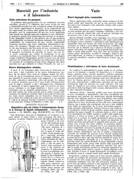 La chimica e l'industria organo ufficiale dell'Associazione italiana di chimica e della Federazione nazionale fascista degli industriali dei prodotti chimici