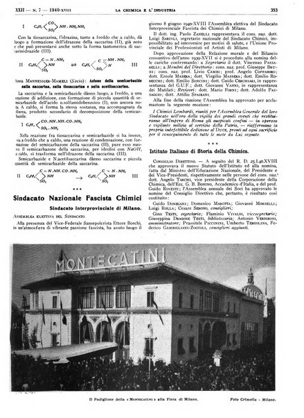 La chimica e l'industria organo ufficiale dell'Associazione italiana di chimica e della Federazione nazionale fascista degli industriali dei prodotti chimici