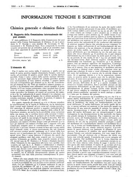 La chimica e l'industria organo ufficiale dell'Associazione italiana di chimica e della Federazione nazionale fascista degli industriali dei prodotti chimici