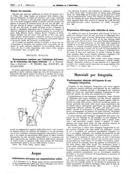 La chimica e l'industria organo ufficiale dell'Associazione italiana di chimica e della Federazione nazionale fascista degli industriali dei prodotti chimici