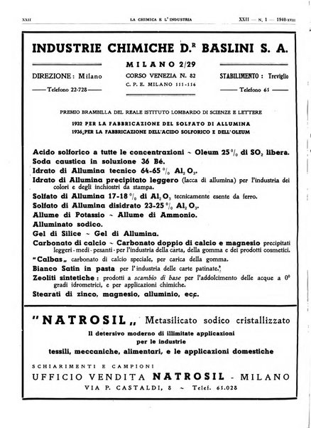 La chimica e l'industria organo ufficiale dell'Associazione italiana di chimica e della Federazione nazionale fascista degli industriali dei prodotti chimici