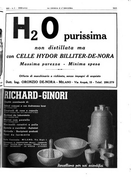 La chimica e l'industria organo ufficiale dell'Associazione italiana di chimica e della Federazione nazionale fascista degli industriali dei prodotti chimici