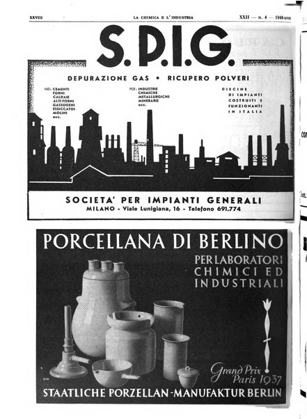 La chimica e l'industria organo ufficiale dell'Associazione italiana di chimica e della Federazione nazionale fascista degli industriali dei prodotti chimici