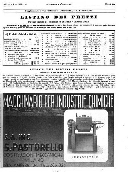 La chimica e l'industria organo ufficiale dell'Associazione italiana di chimica e della Federazione nazionale fascista degli industriali dei prodotti chimici