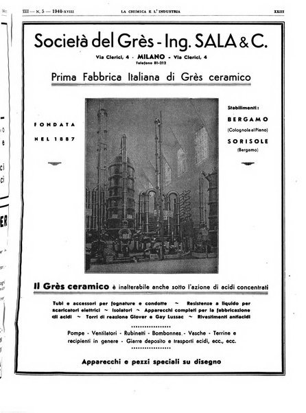 La chimica e l'industria organo ufficiale dell'Associazione italiana di chimica e della Federazione nazionale fascista degli industriali dei prodotti chimici