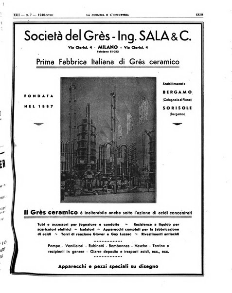 La chimica e l'industria organo ufficiale dell'Associazione italiana di chimica e della Federazione nazionale fascista degli industriali dei prodotti chimici