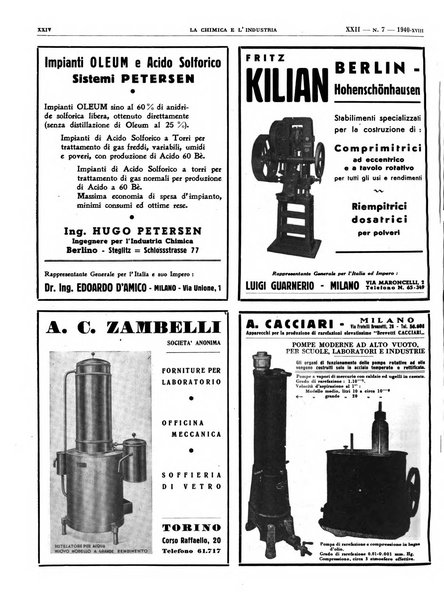 La chimica e l'industria organo ufficiale dell'Associazione italiana di chimica e della Federazione nazionale fascista degli industriali dei prodotti chimici