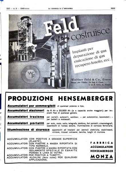 La chimica e l'industria organo ufficiale dell'Associazione italiana di chimica e della Federazione nazionale fascista degli industriali dei prodotti chimici