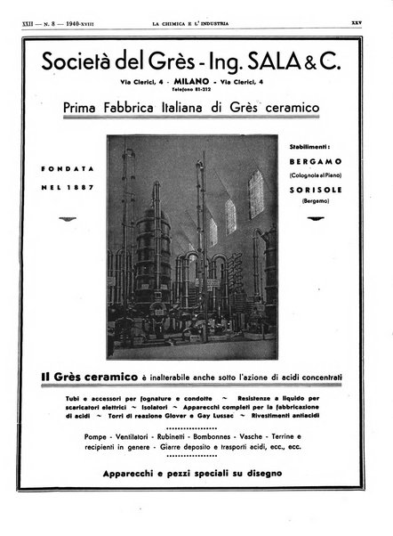 La chimica e l'industria organo ufficiale dell'Associazione italiana di chimica e della Federazione nazionale fascista degli industriali dei prodotti chimici