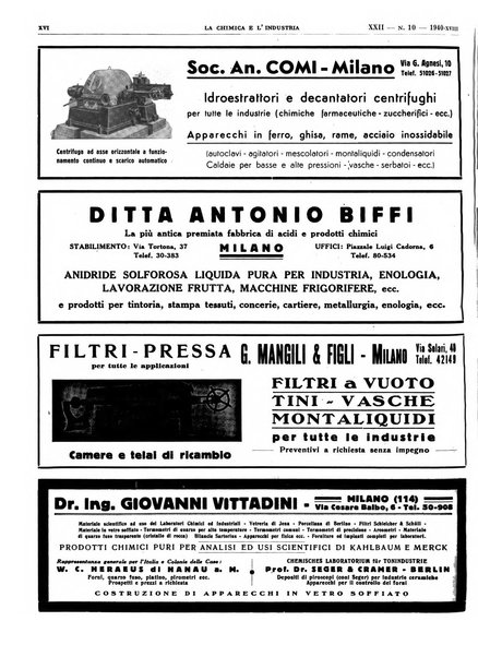 La chimica e l'industria organo ufficiale dell'Associazione italiana di chimica e della Federazione nazionale fascista degli industriali dei prodotti chimici