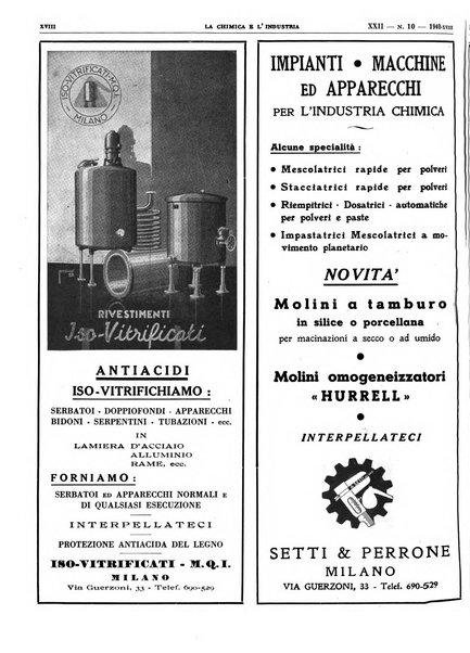 La chimica e l'industria organo ufficiale dell'Associazione italiana di chimica e della Federazione nazionale fascista degli industriali dei prodotti chimici