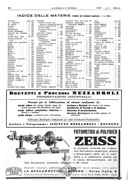 La chimica e l'industria organo ufficiale dell'Associazione italiana di chimica e della Federazione nazionale fascista degli industriali dei prodotti chimici