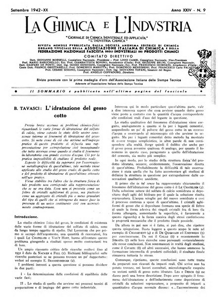 La chimica e l'industria organo ufficiale dell'Associazione italiana di chimica e della Federazione nazionale fascista degli industriali dei prodotti chimici