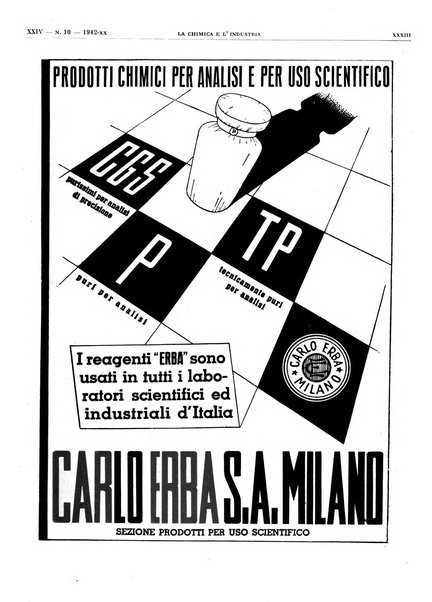 La chimica e l'industria organo ufficiale dell'Associazione italiana di chimica e della Federazione nazionale fascista degli industriali dei prodotti chimici