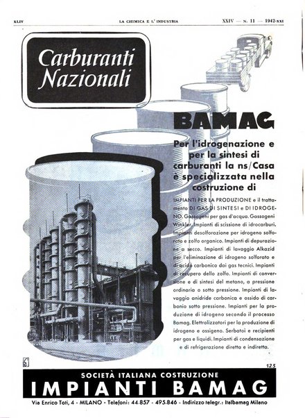 La chimica e l'industria organo ufficiale dell'Associazione italiana di chimica e della Federazione nazionale fascista degli industriali dei prodotti chimici