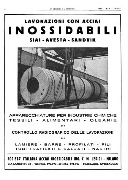 La chimica e l'industria organo ufficiale dell'Associazione italiana di chimica e della Federazione nazionale fascista degli industriali dei prodotti chimici